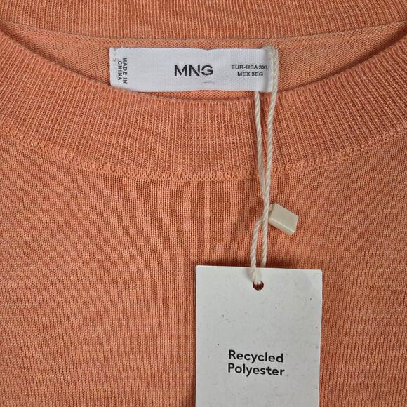 Mango MNG Orange Fine Knit Oversized Tee Shirt Plus Size‎ 3X Casual NEW - Picture 7 of 9